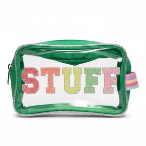 Green Glitter 'STUFF' Cosmetic Bag